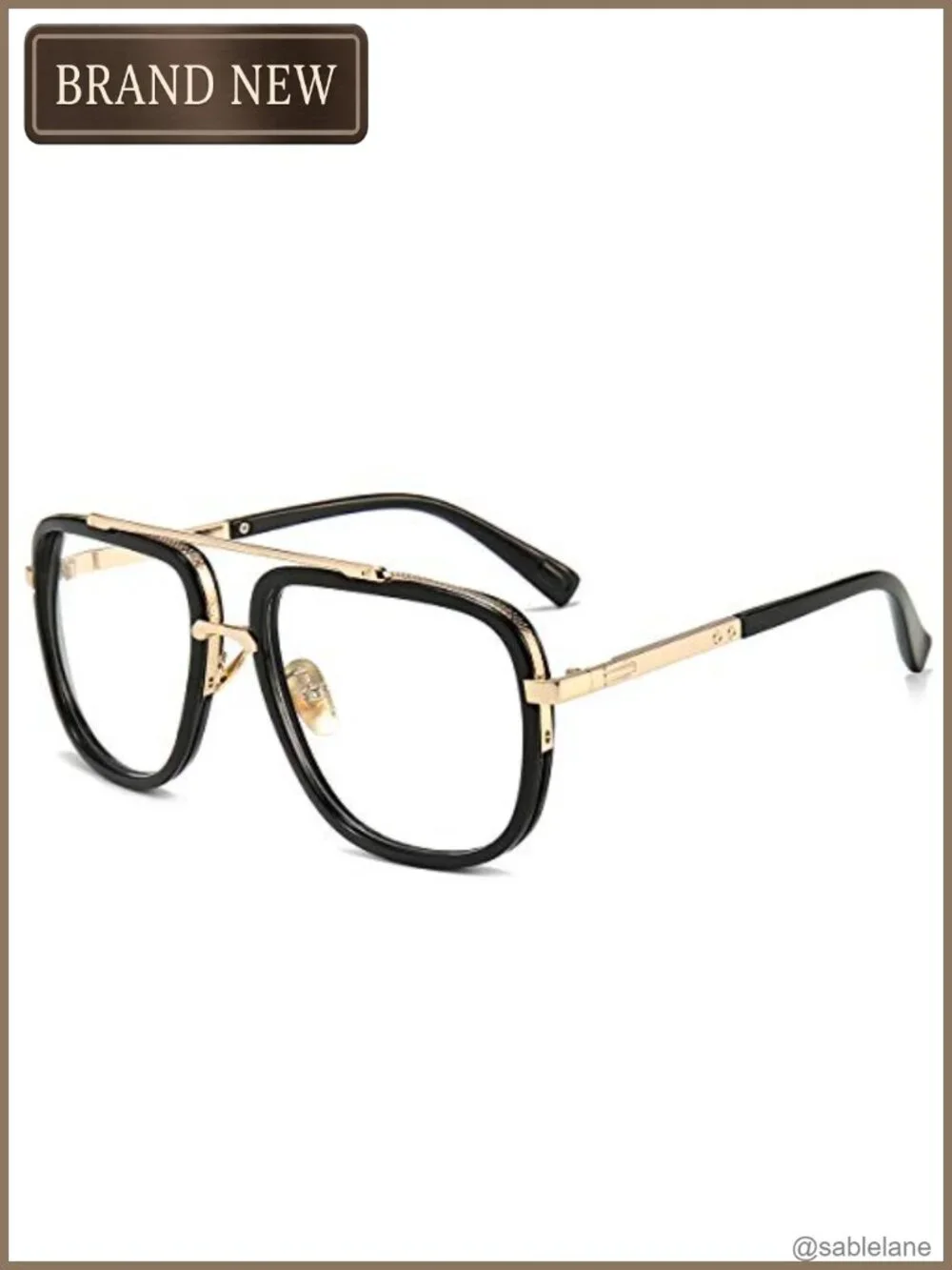 Oversized Square Aviator Sunglasses Men Pilot Shades Gold Frame Retro UV400